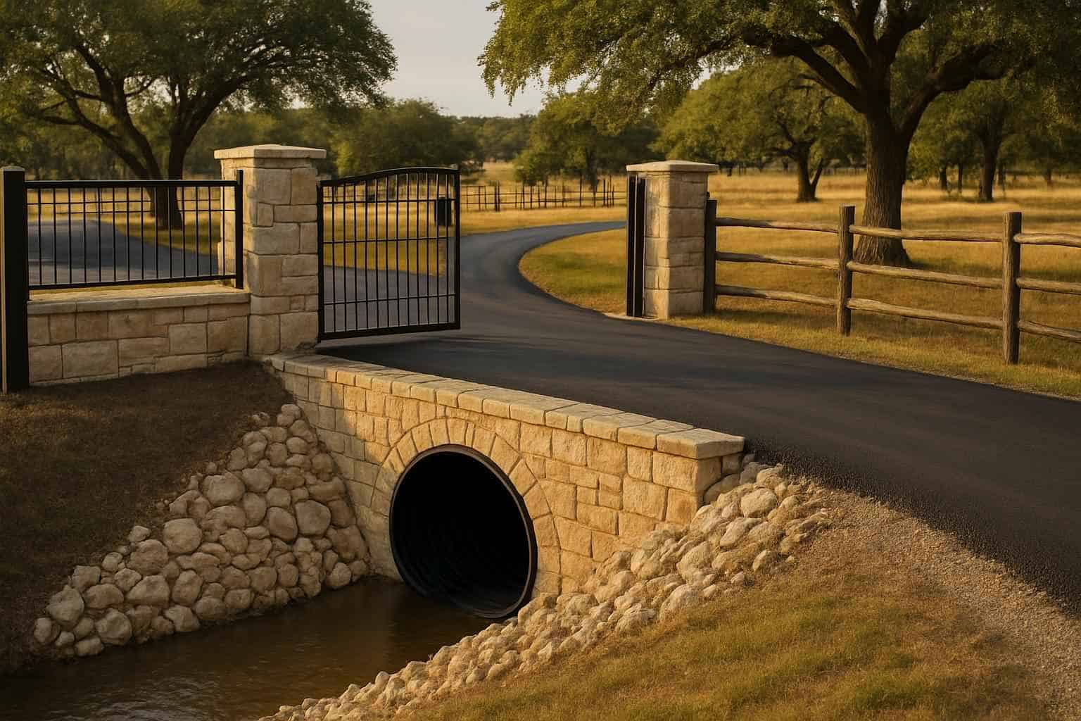 Culvert Install at Entrance in Round Mountain Texas