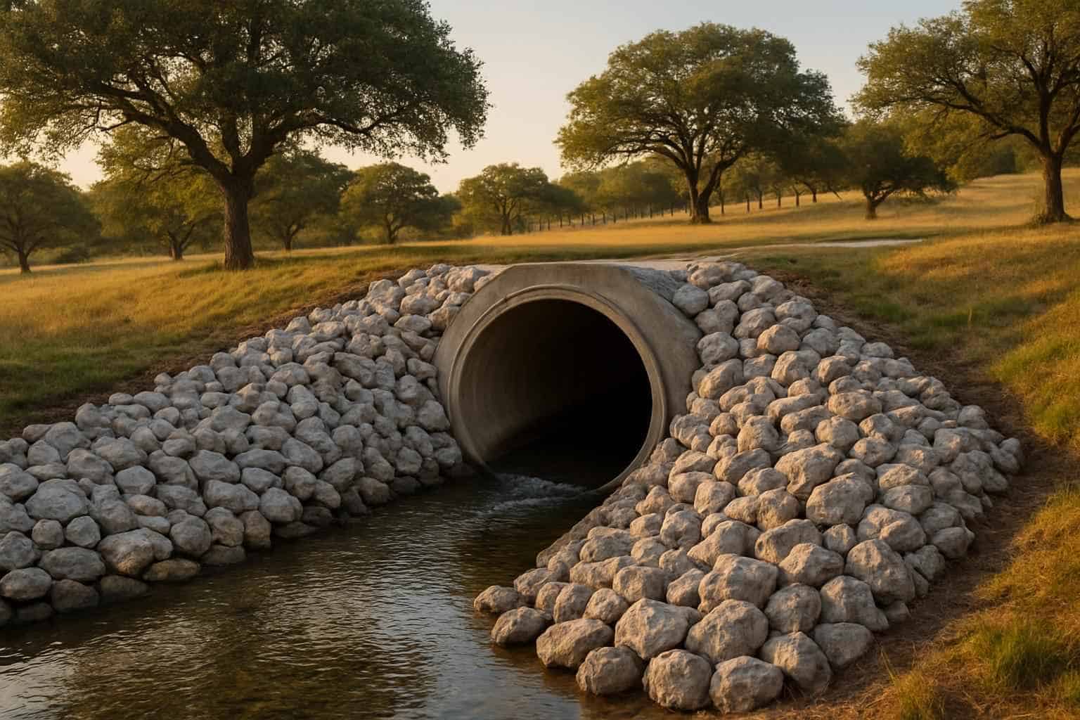 Culvert Riprap Protection in Cypress Mill Texas
