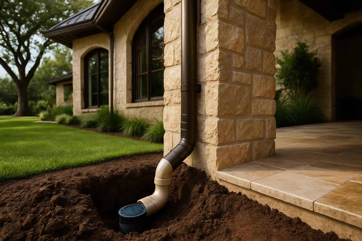 Downspout Drainage Tie Ins in Boerne Texas