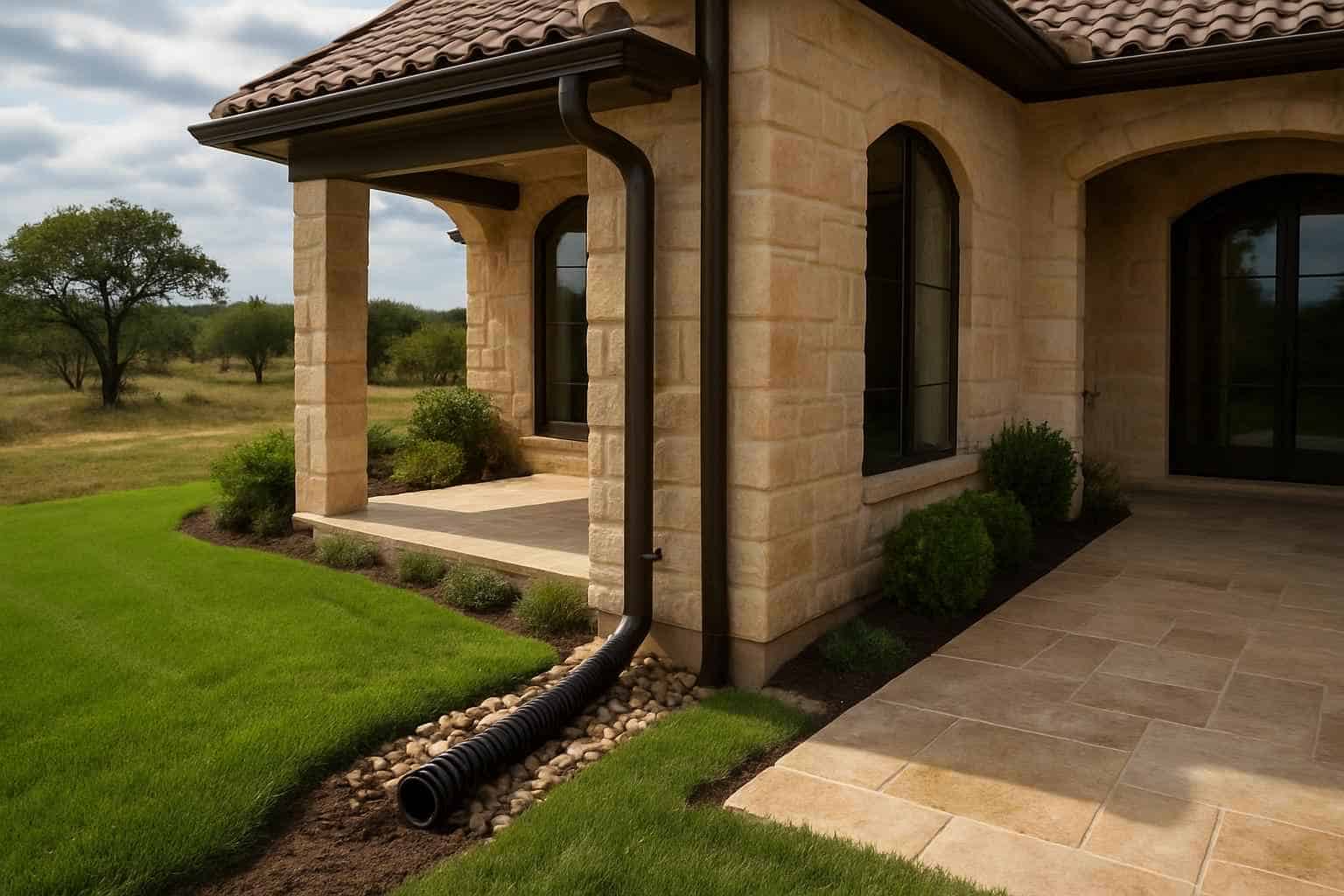 Downspout Drainage Tie Ins in Llano Texas