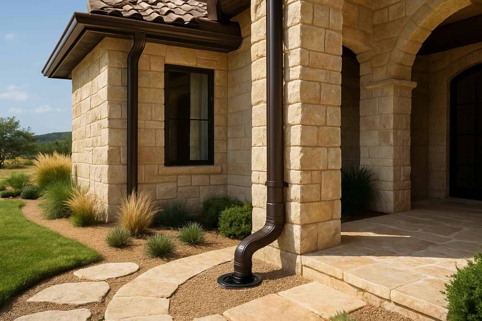 Downspout Drainage Tie Ins in Round Mountain Texas