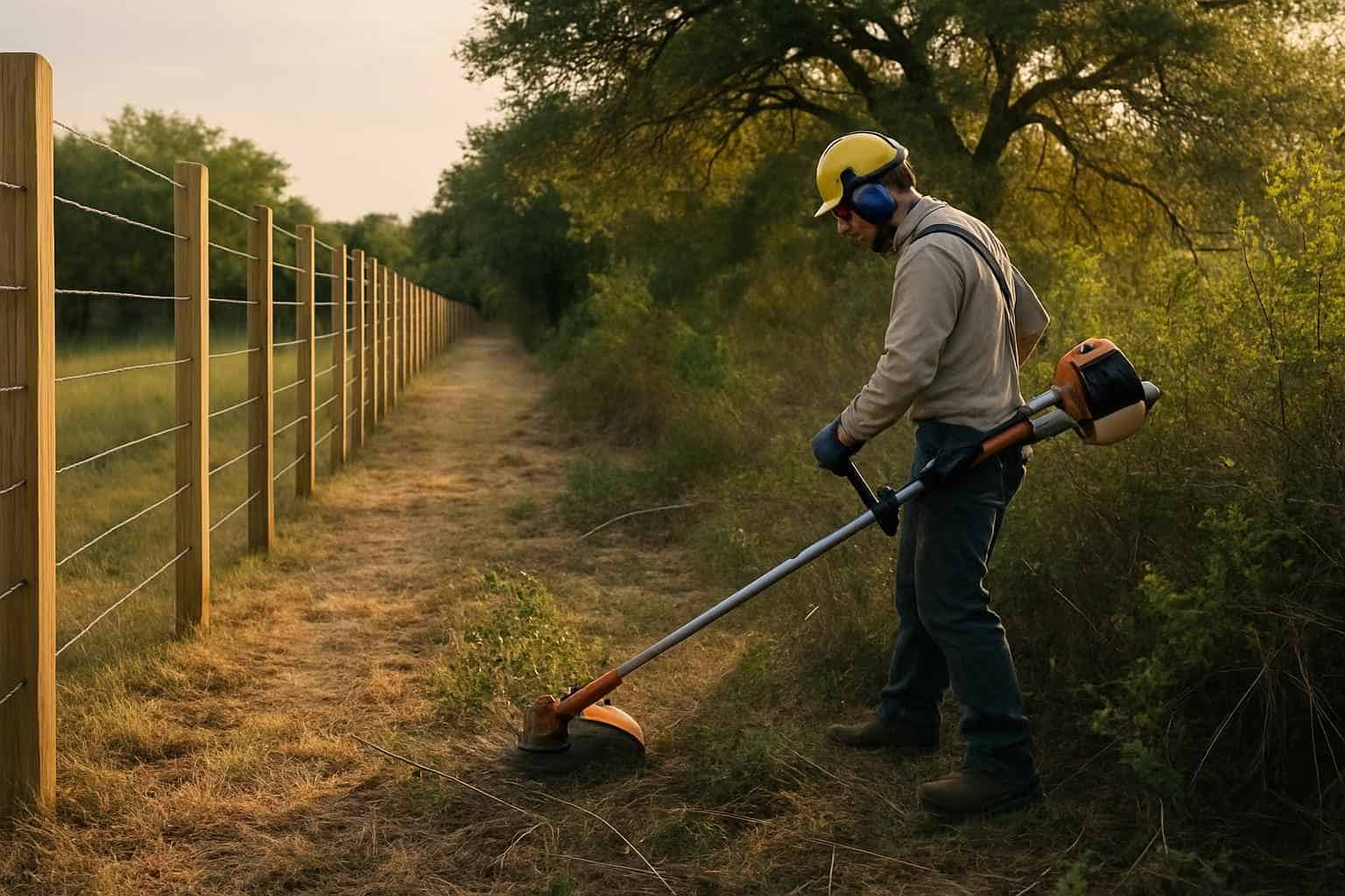 Fence Line Brush Clearing in Cottonwood Shores Texas
