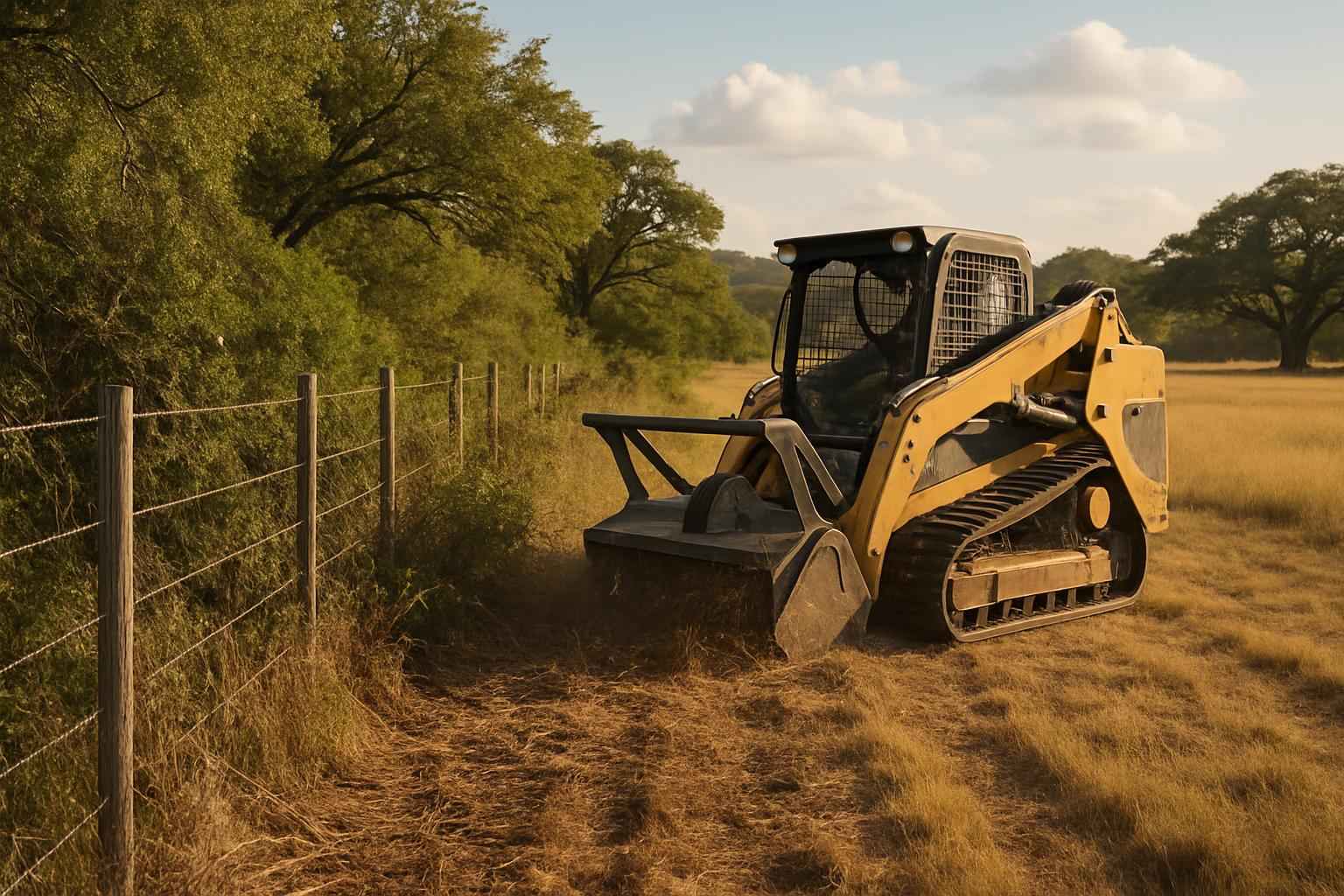 Fence Line Brush Clearing in Cypress Mill Texas