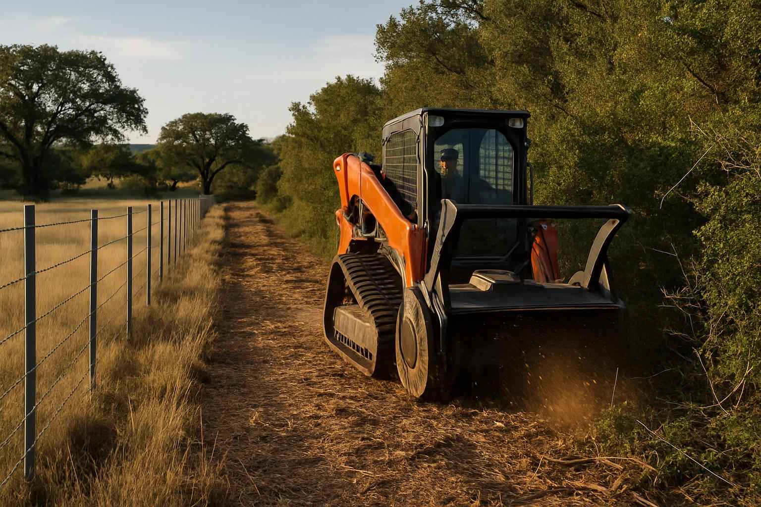 Fence Line Brush Clearing in Horseshoe Bay Texas