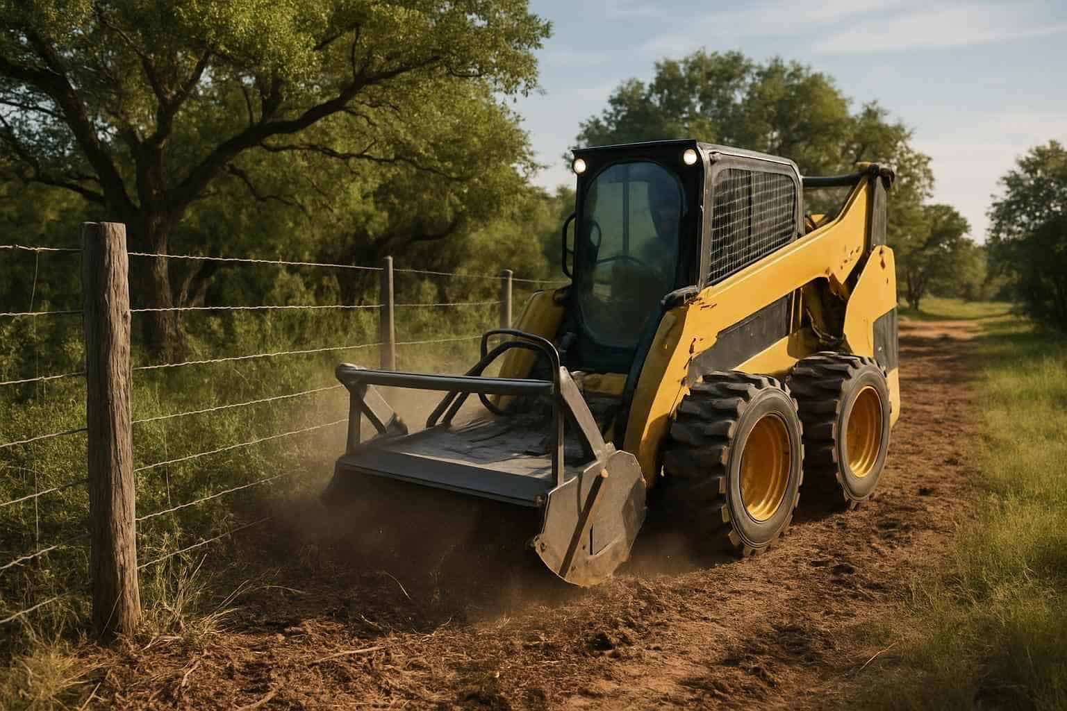 Fence Line Brush Clearing in Kingsland Texas