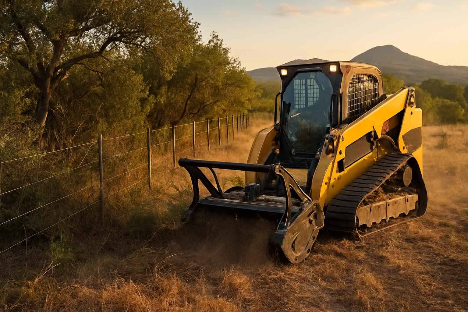 Fence Line Brush Clearing in Round Mountain Texas