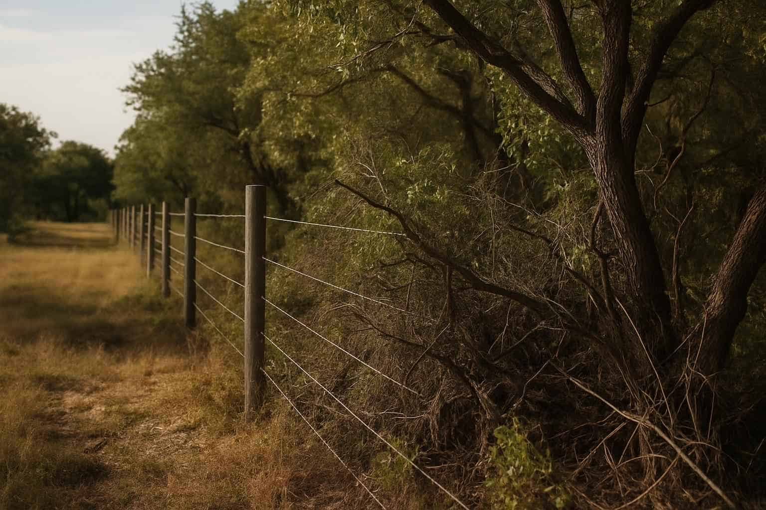 Fence Line Underbrush in Granite Shoals Texas
