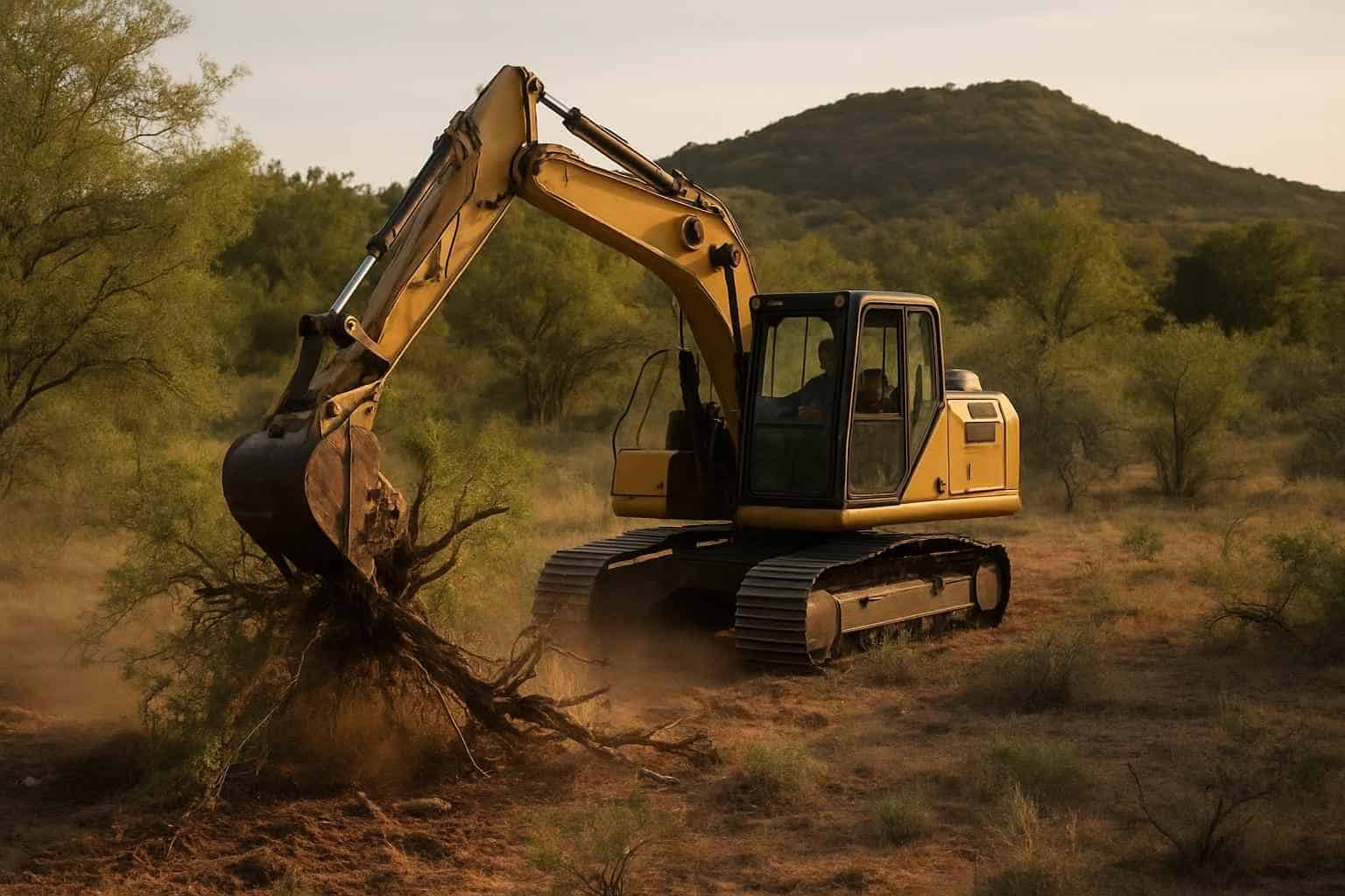Mesquite Grubbing in Round Mountain Texas