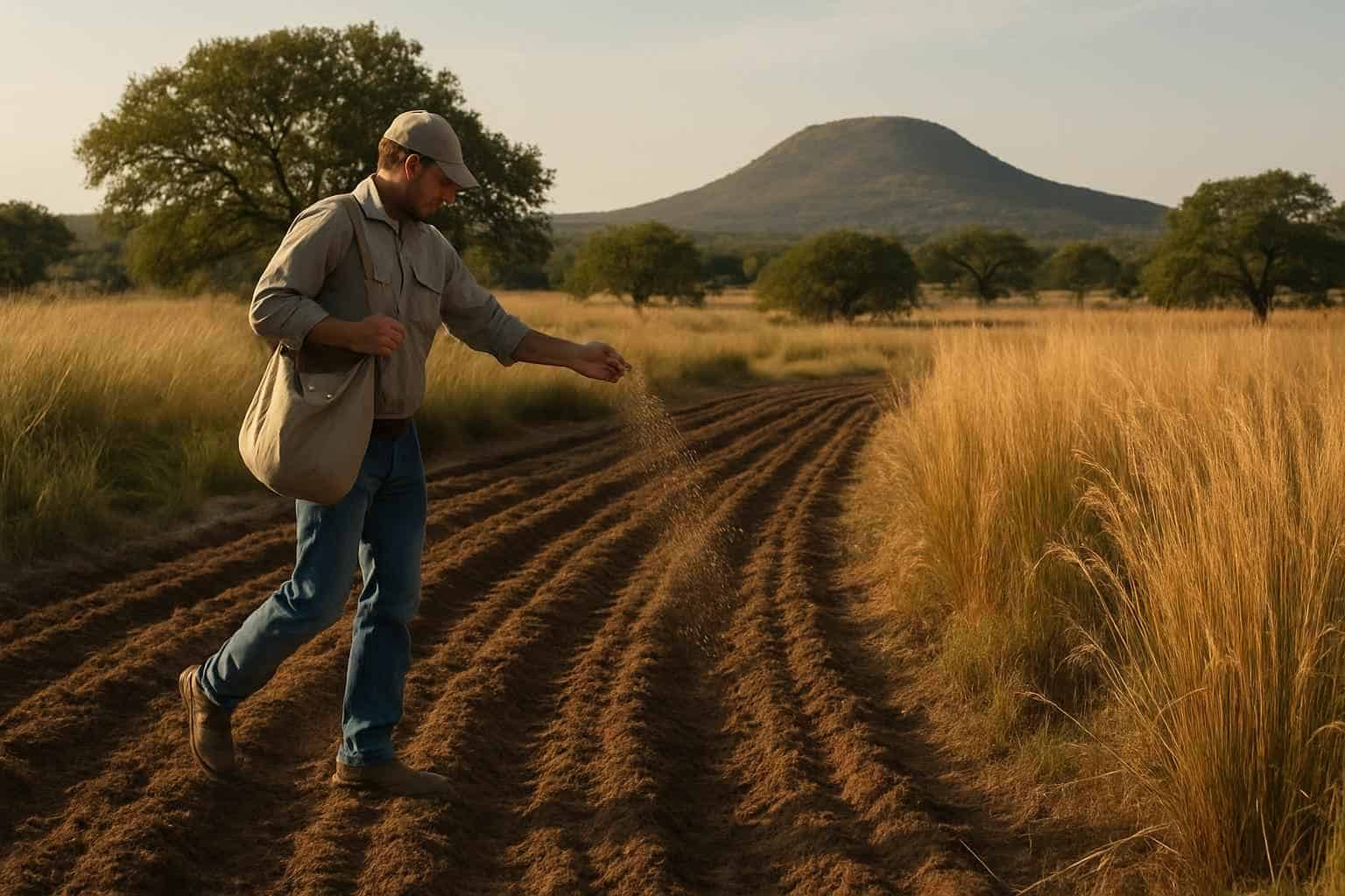Native Grass Seeding in Round Mountain Texas