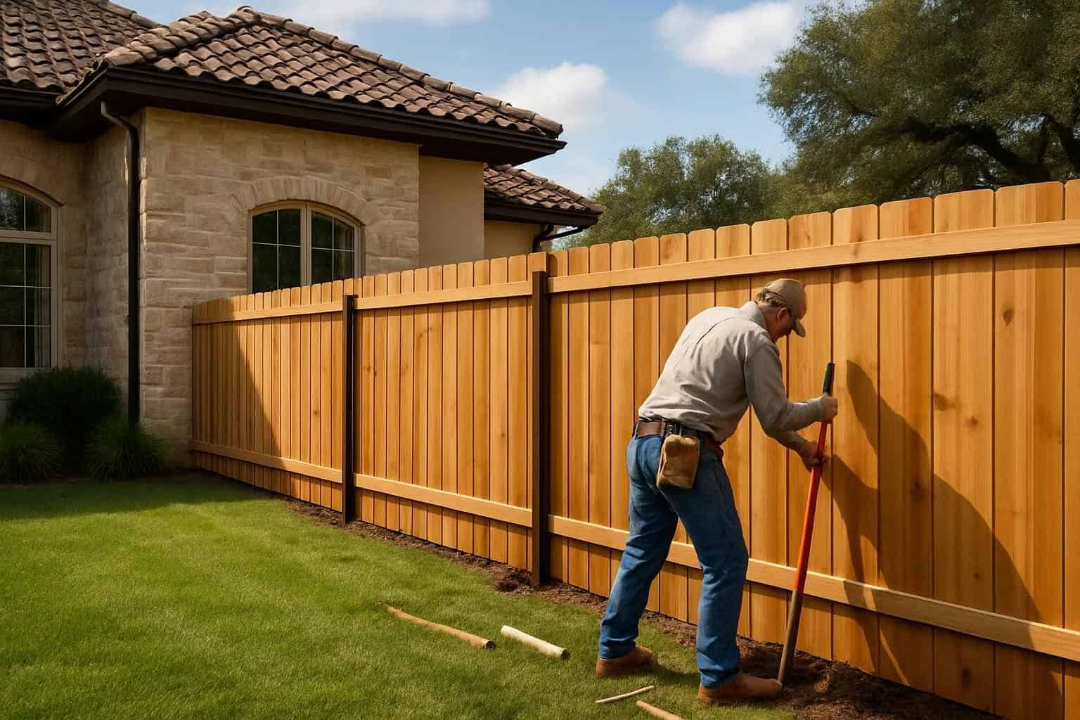New Fence Installation Prep in Horseshoe Bay Texas