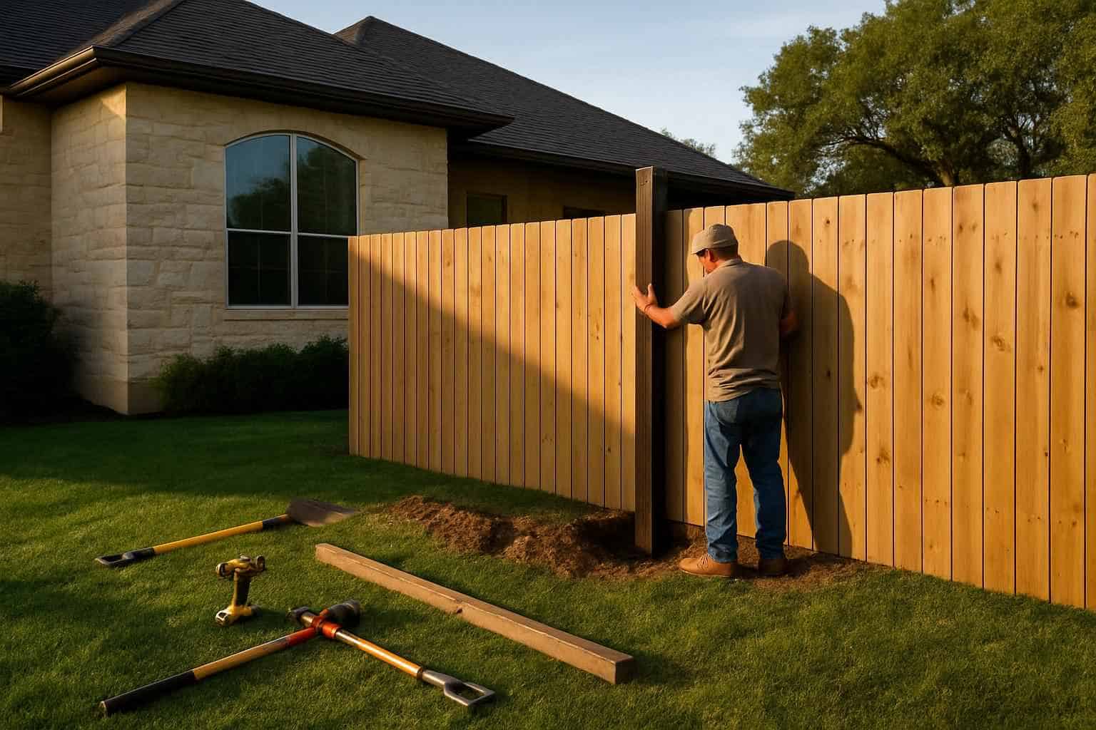 New Fence Installation Prep in Kingsland Texas