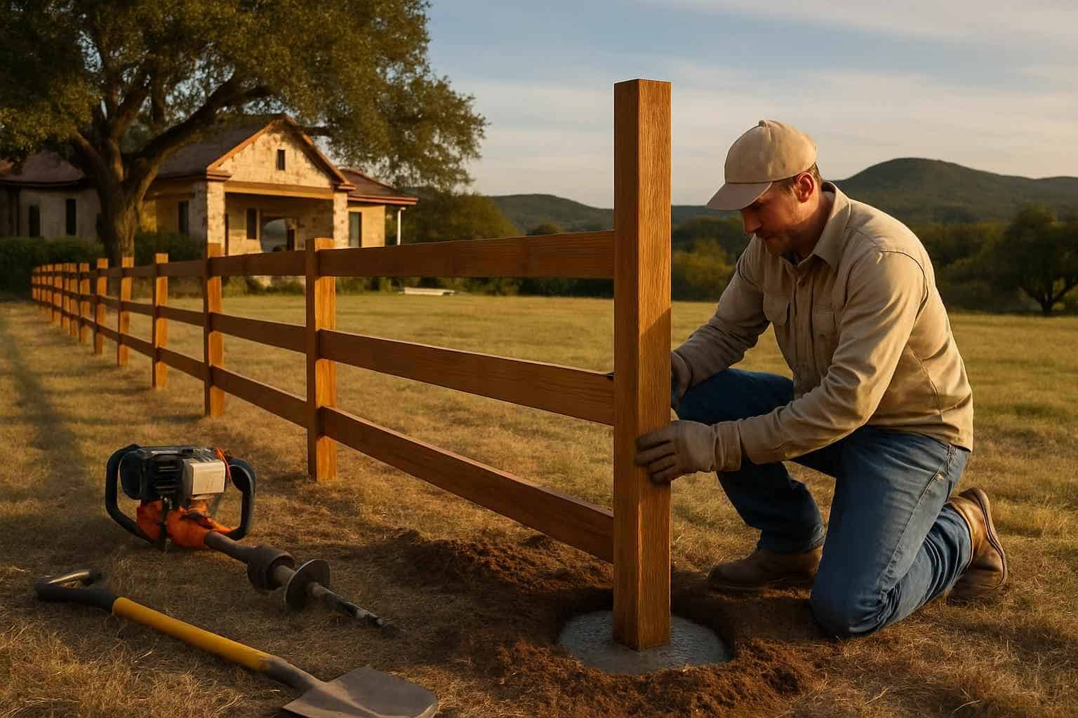 New Fence Installation Prep in Round Mountain Texas