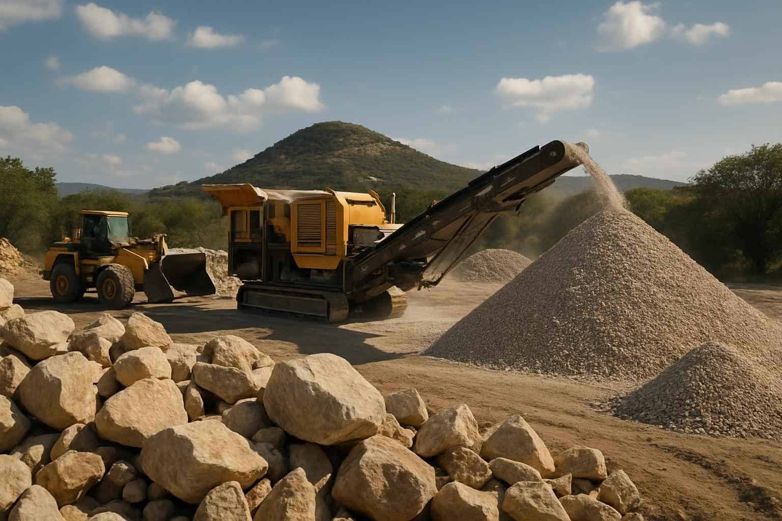 On Site Rock Crushing in Round Mountain Texas