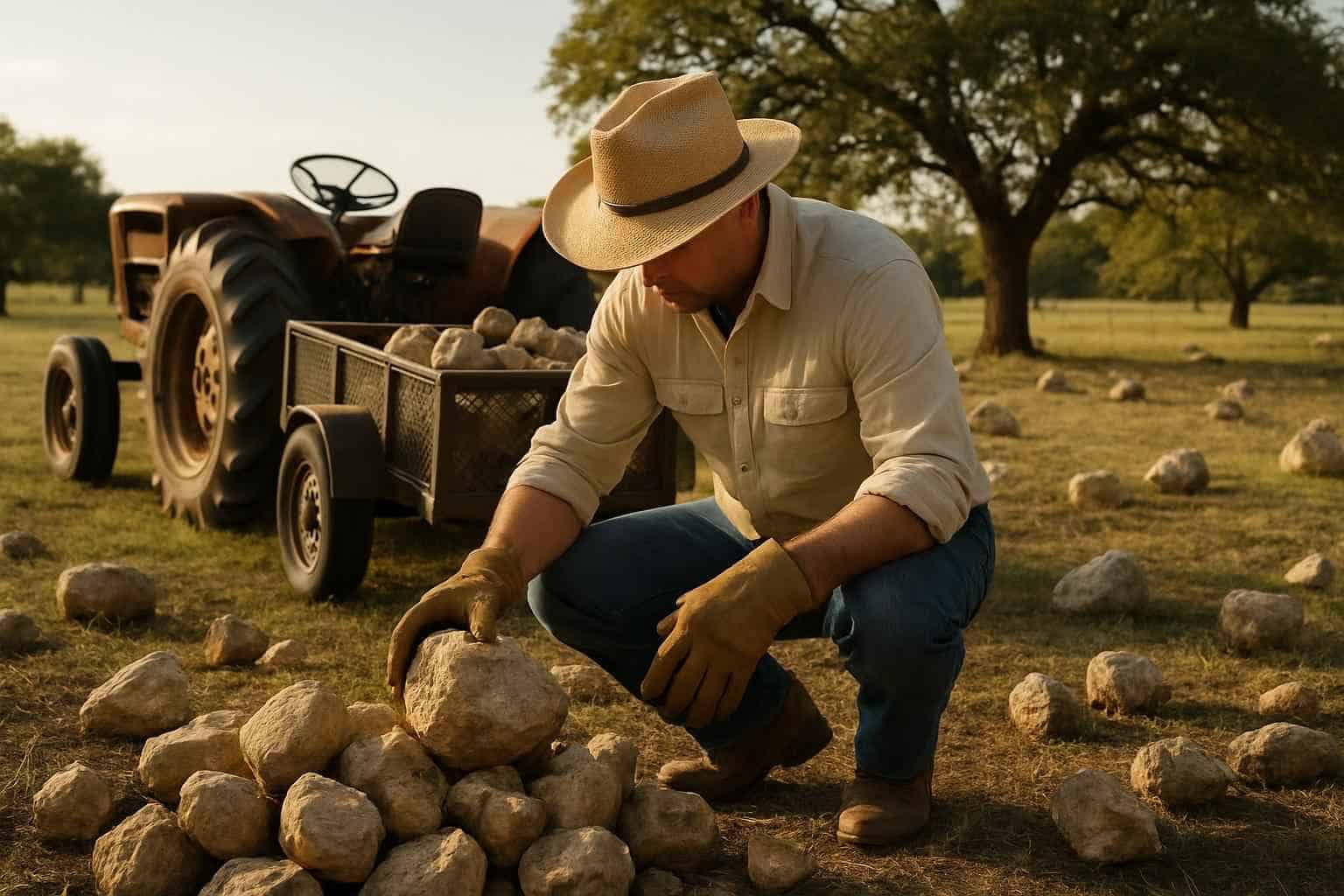 Pasture Rock Picking in Boerne Texas