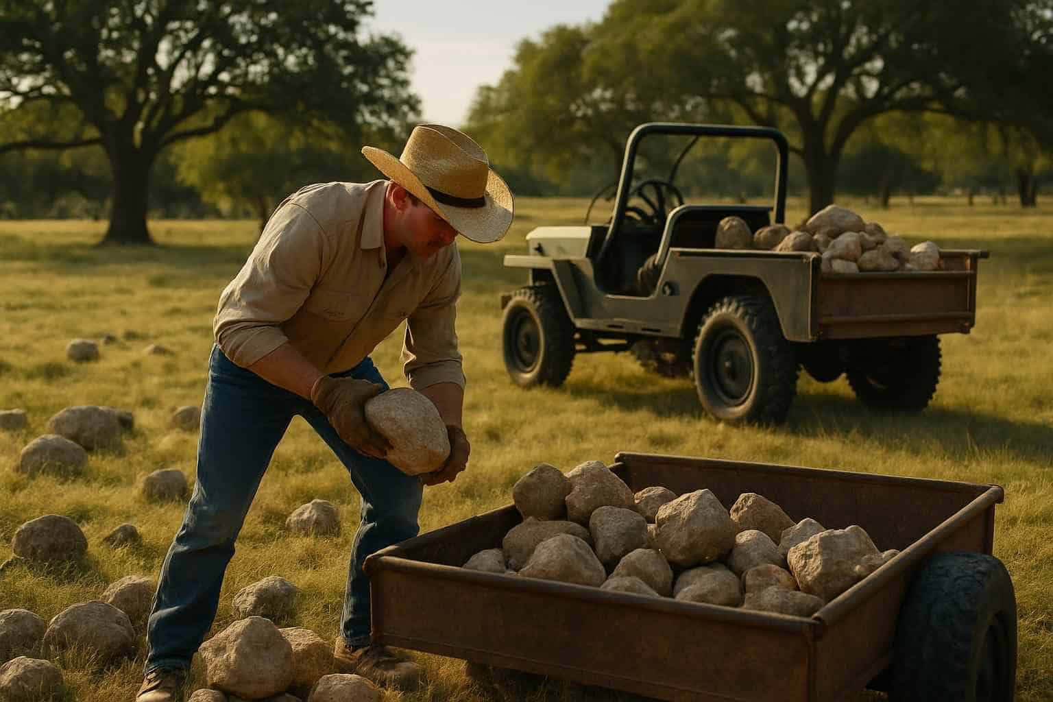 Pasture Rock Picking in Cypress Mill Texas