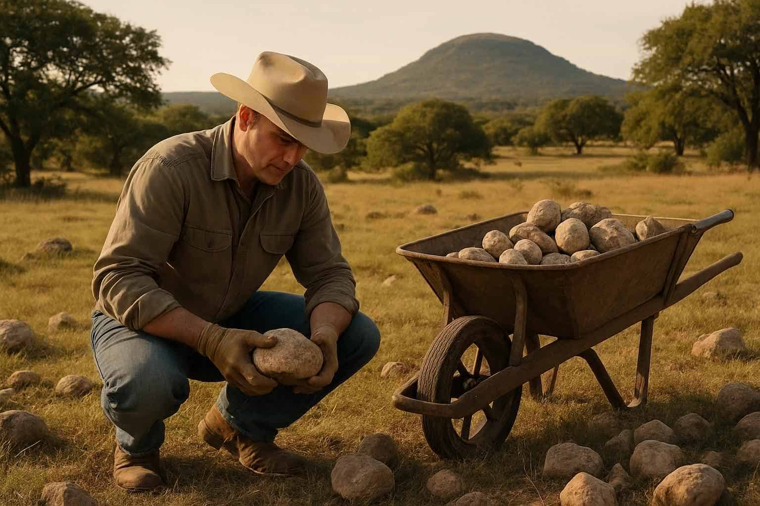 Pasture Rock Picking in Round Mountain Texas