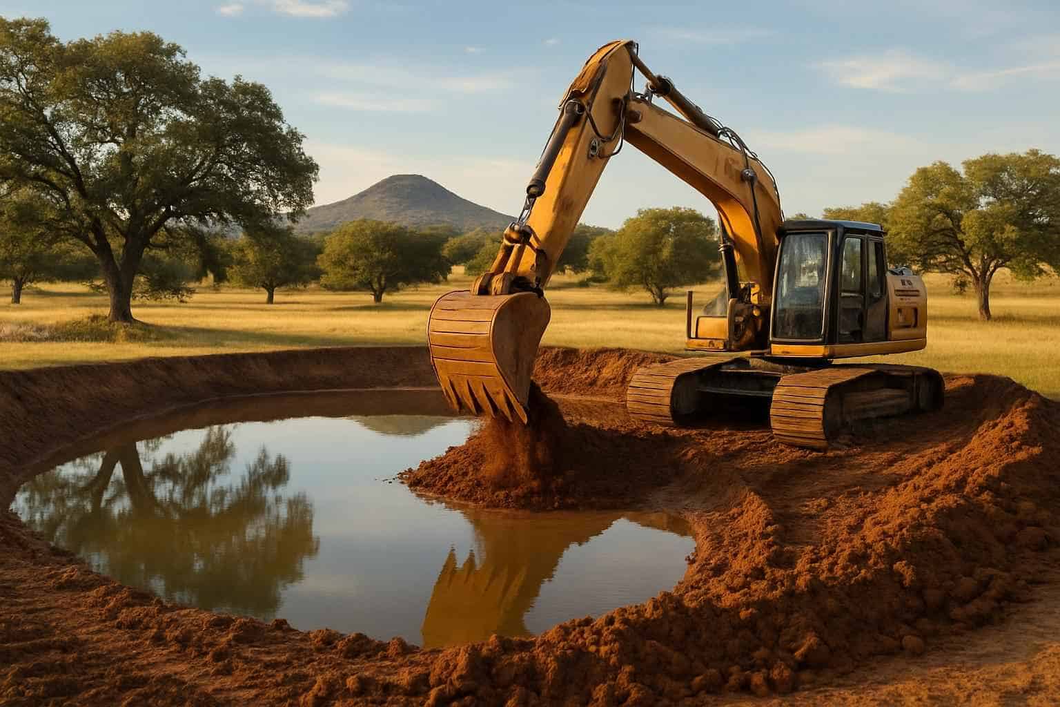 Pond Excavation in Round Mountain Texas