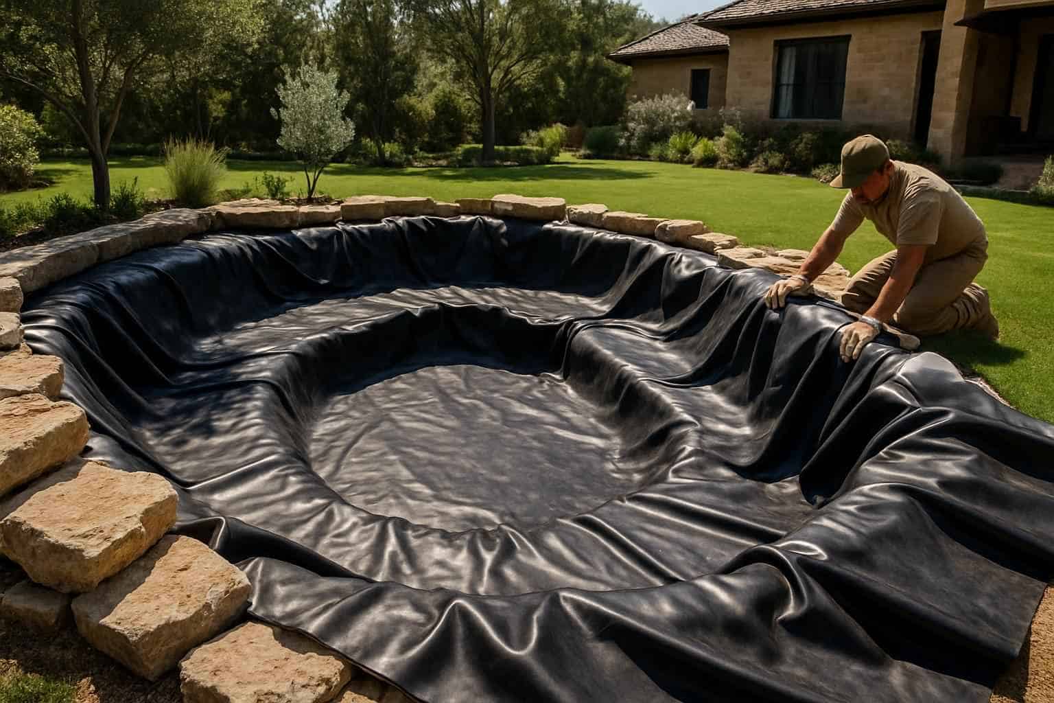 Pond Liner Prep in Boerne Texas