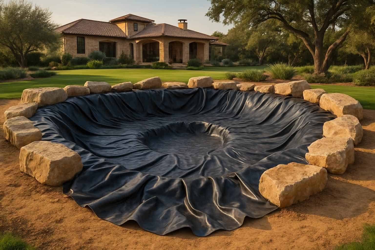 Pond Liner Prep in Horseshoe Bay Texas