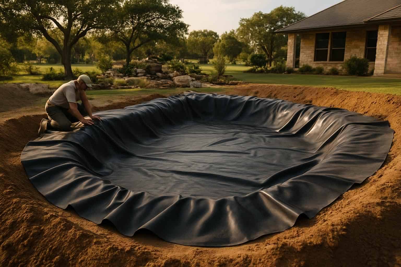 Pond Liner Prep in Kingsland Texas