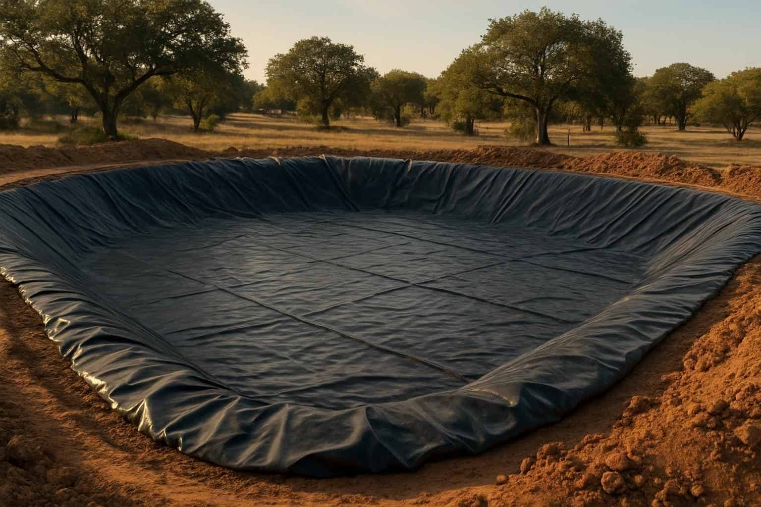 Pond Liner Prep in Round Mountain Texas