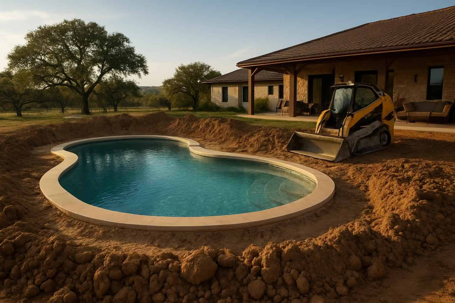 Pool Overdig and Backfill in Round Mountain Texas