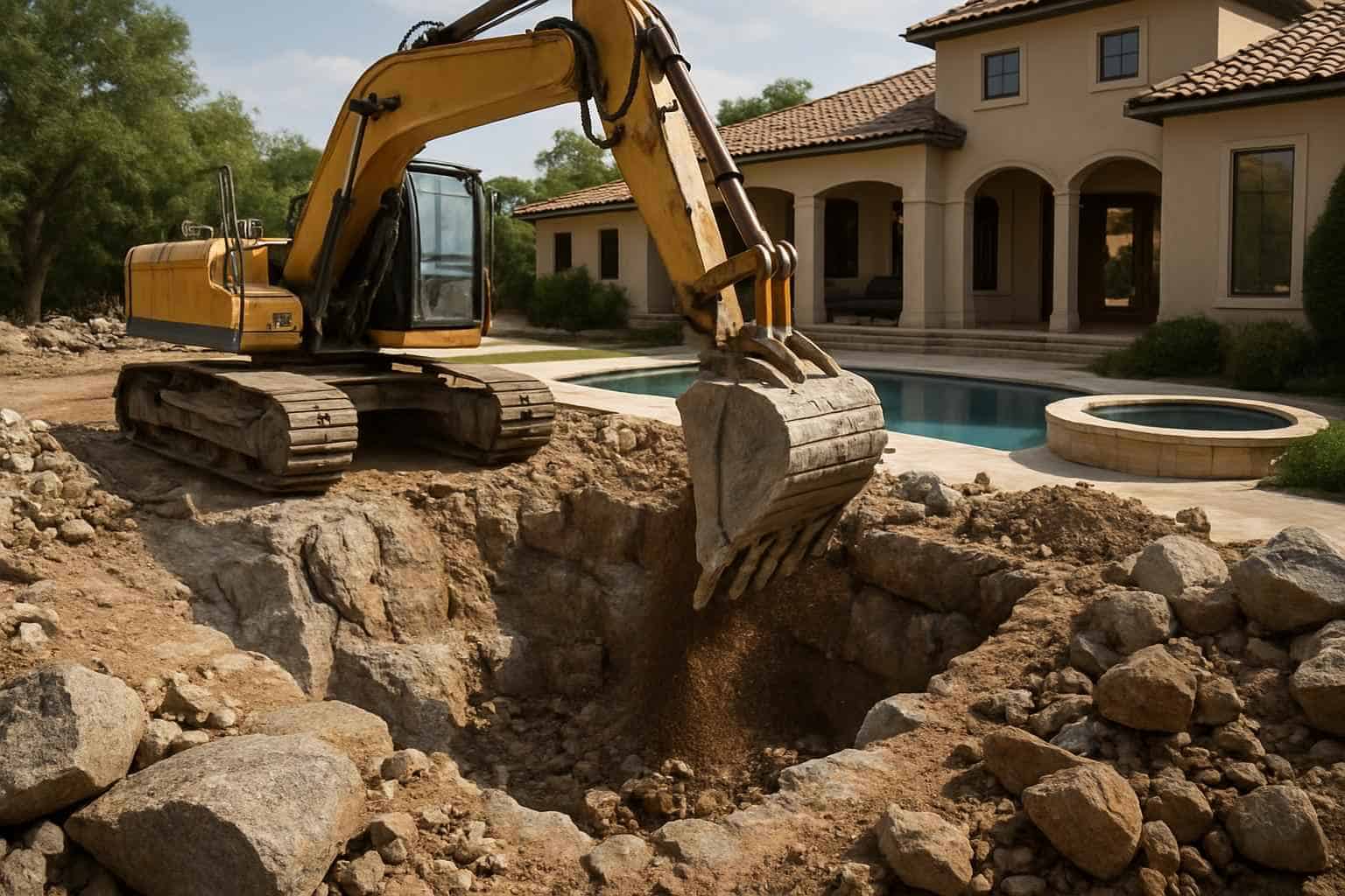 Rock Excavation for Pools in Granite Shoals Texas