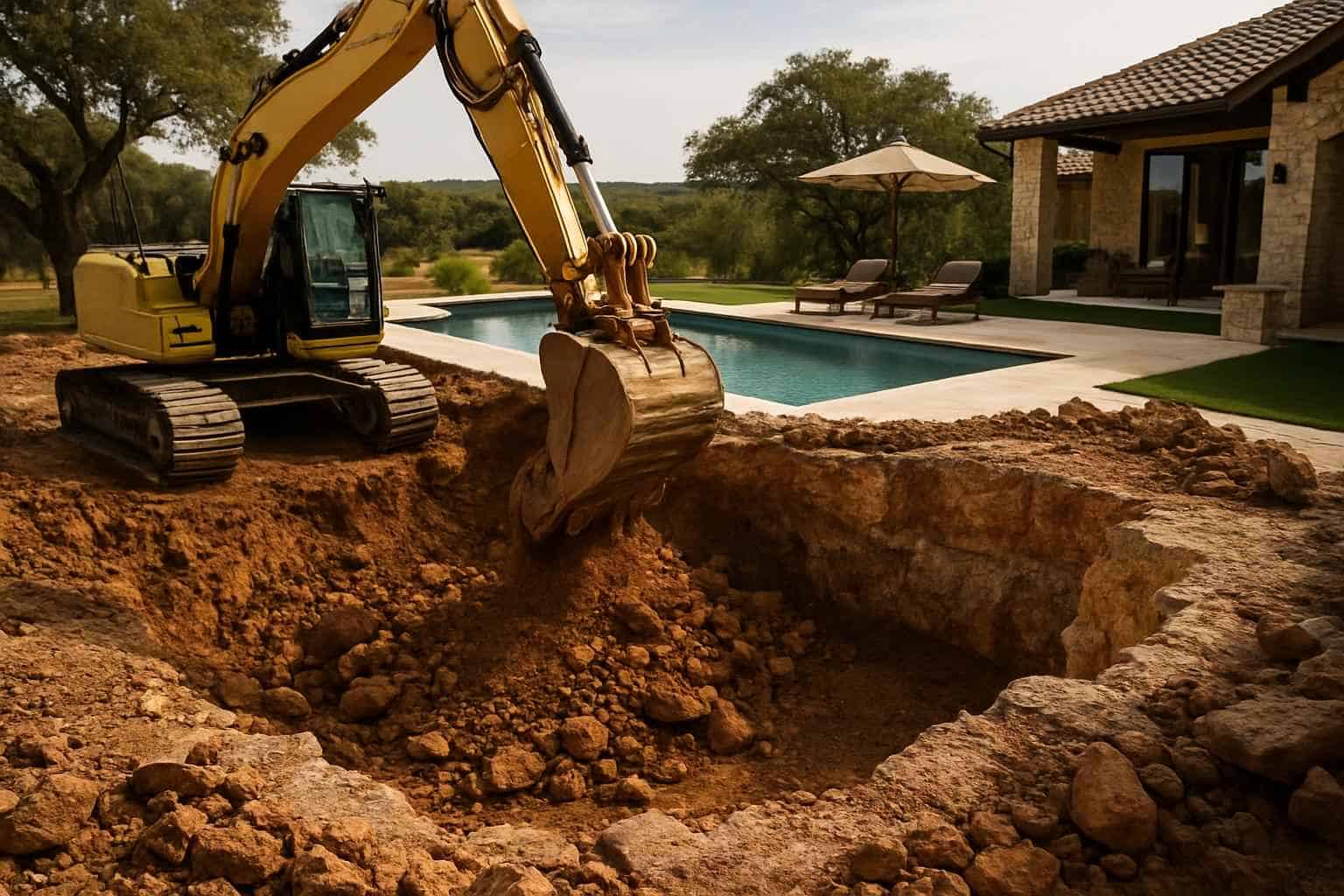 Rock Excavation for Pools in Llano Texas