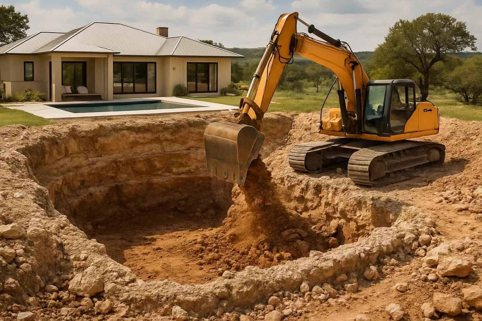 Rock Excavation for Pools in Round Mountain Texas