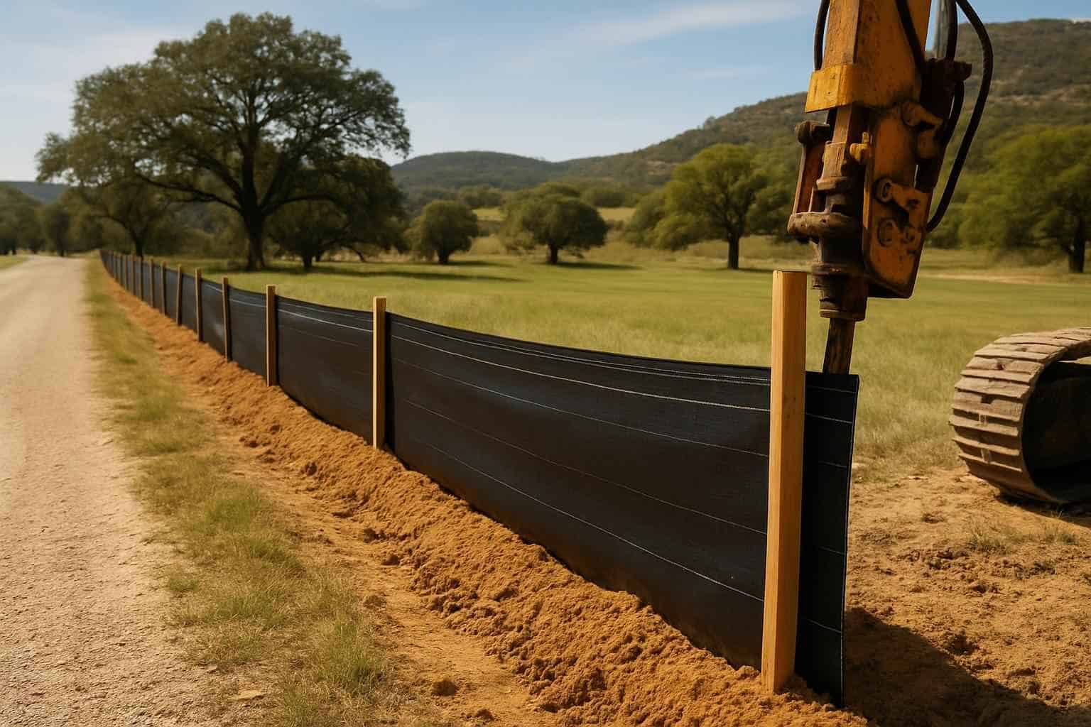 Silt Fence Installation in Hunt Texas