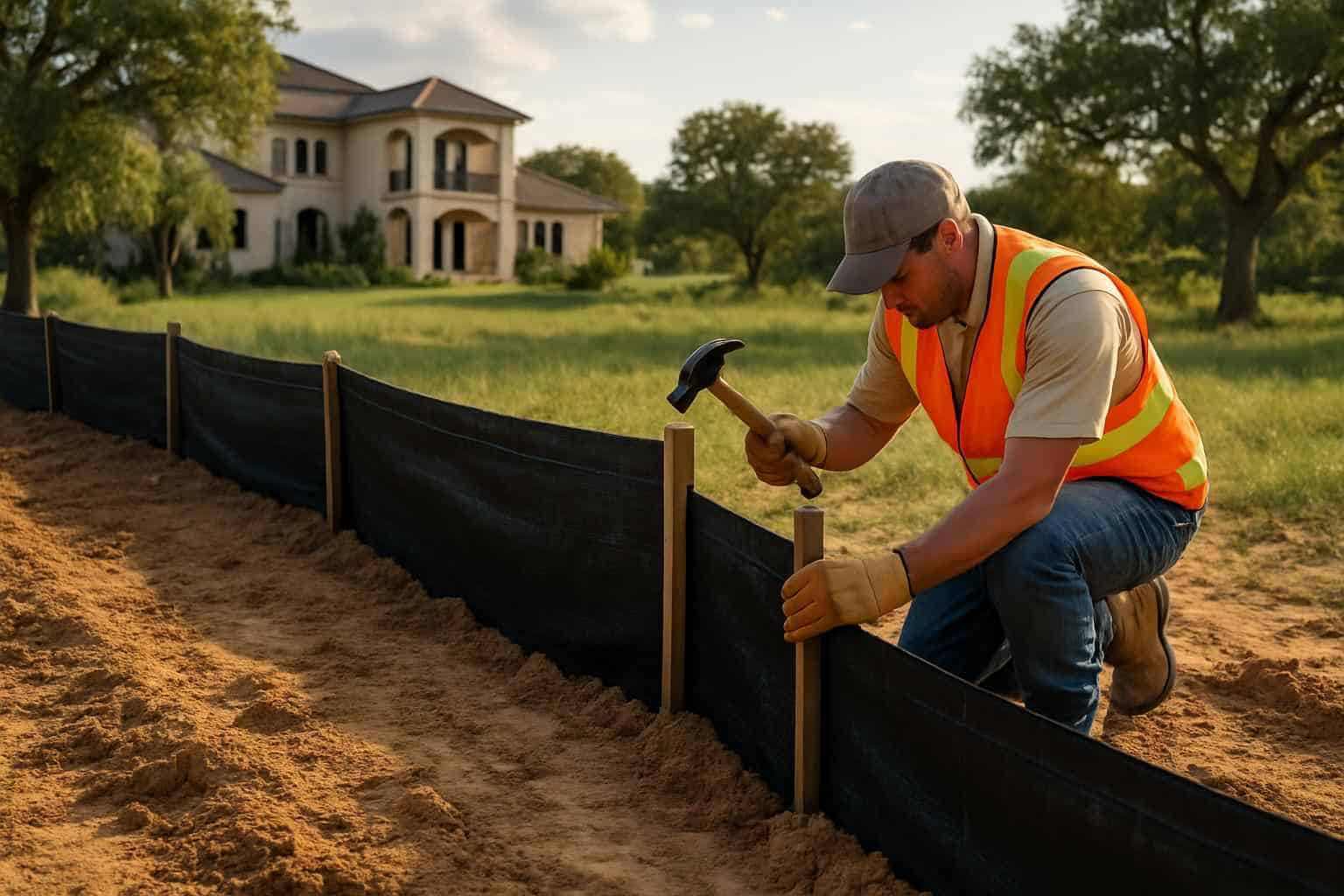 Silt Fence Installation in Kingsland Texas