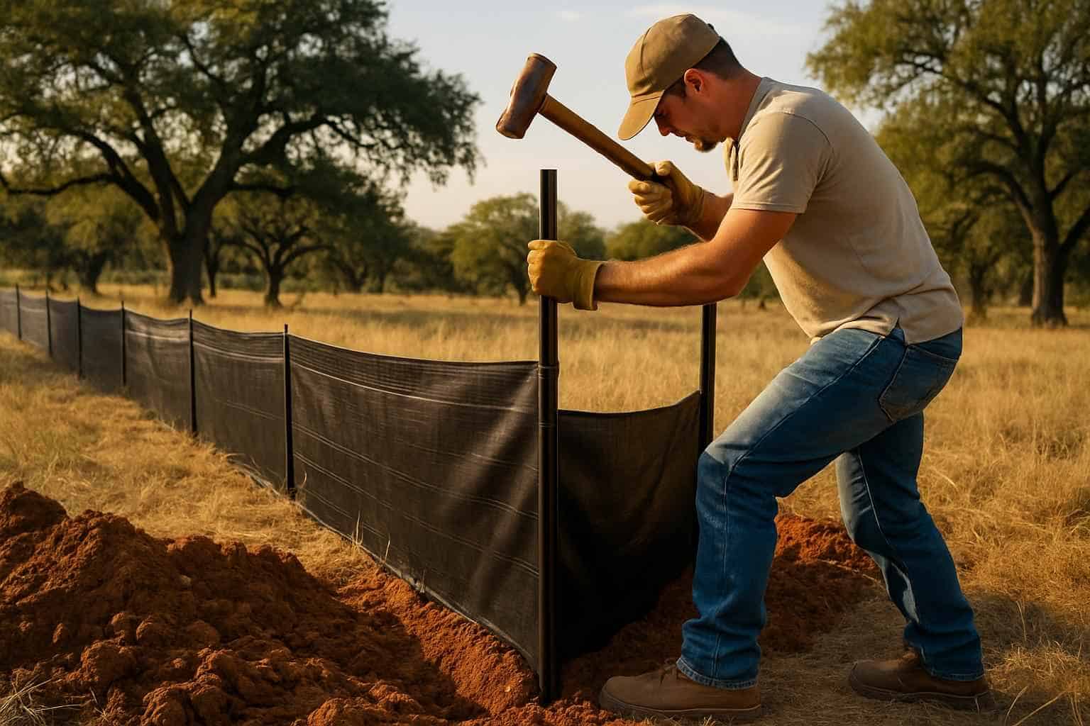 Silt Fence Installation in Llano Texas