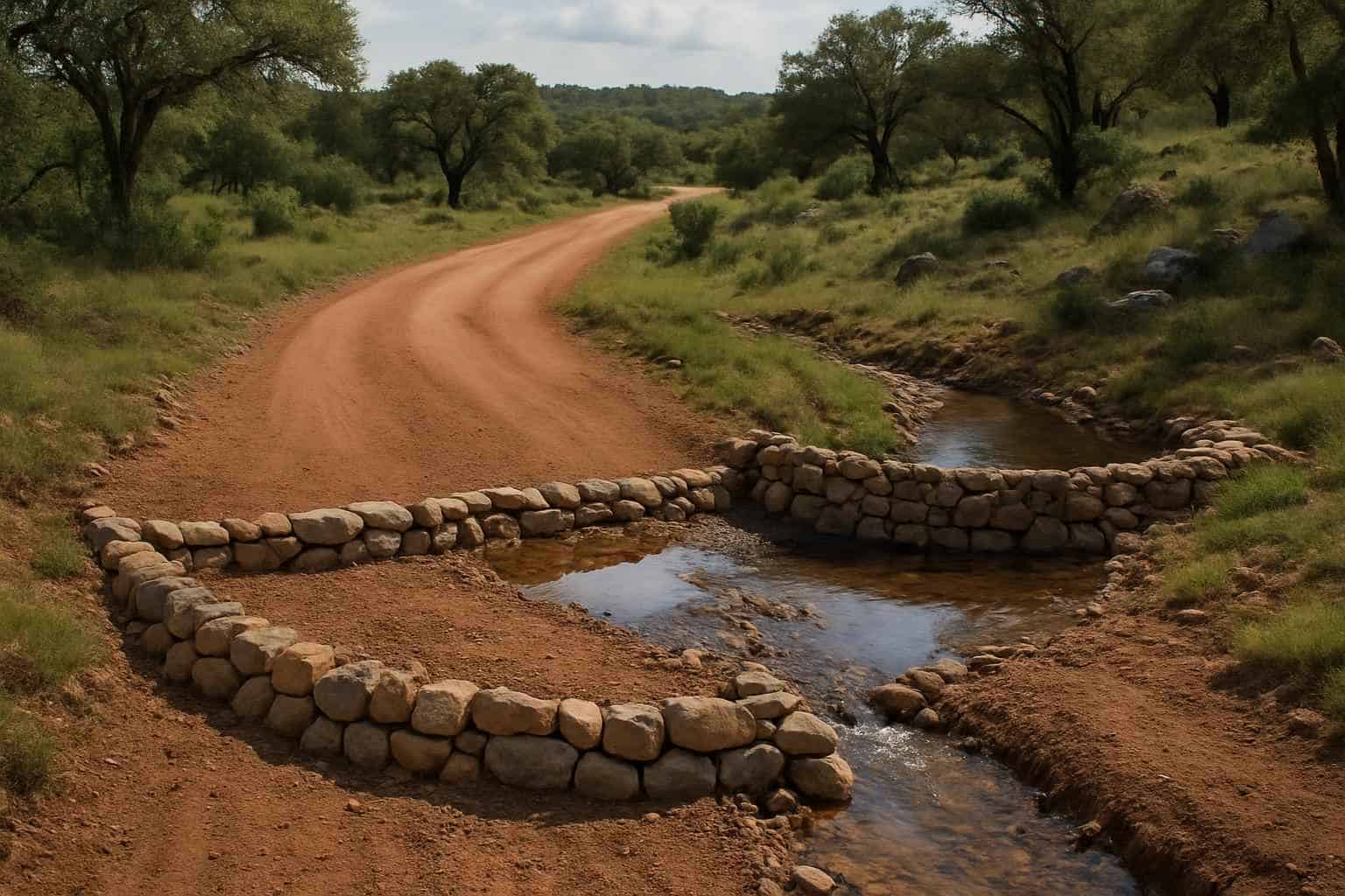 Water Bars and Check Dams in Llano Texas