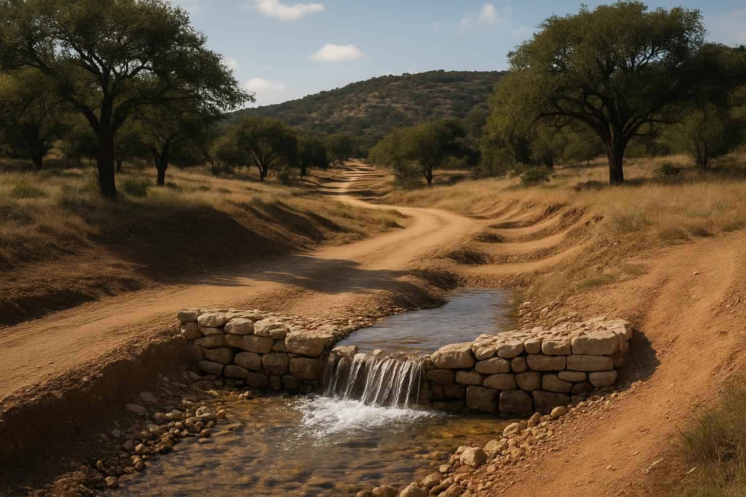 Water Bars and Check Dams in Round Mountain Texas