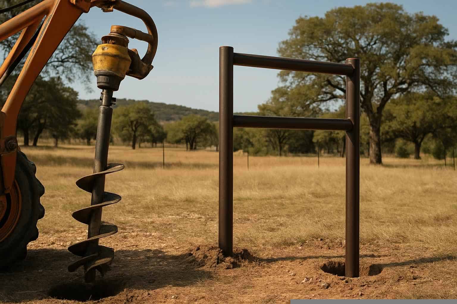 Fencing Services In Pipe Creek Texas 5 Auger Holes and H Braces in Pipe Creek Texas