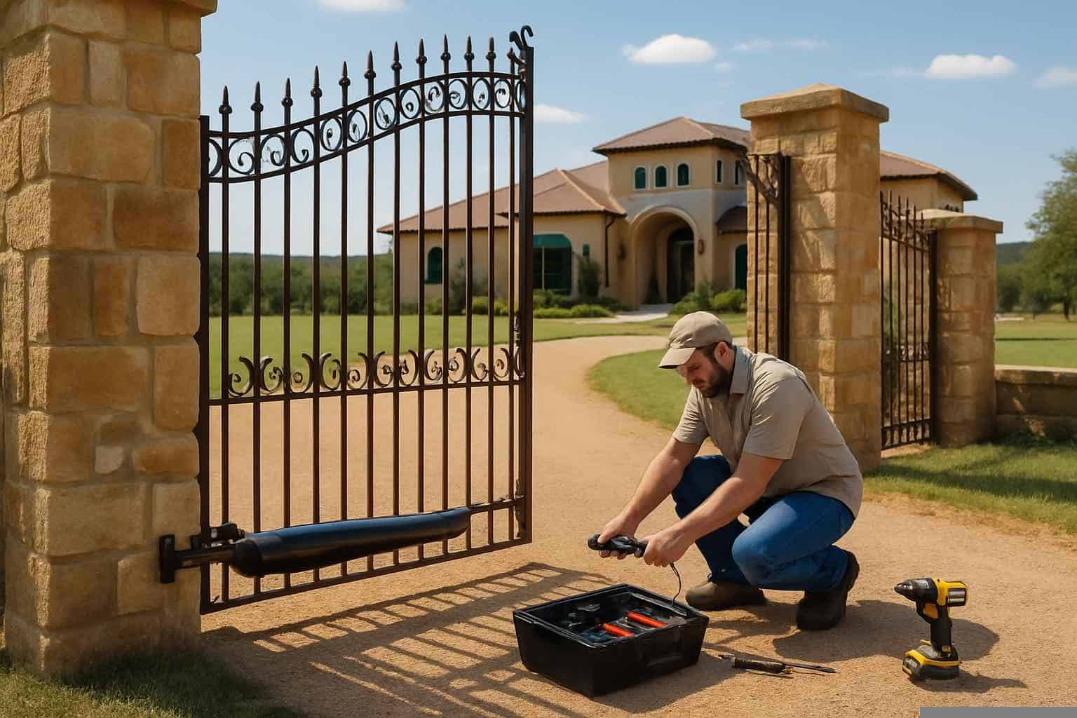 Gates And Cattle Guards In Mason Texas 6 Automatic Gate Opener Prep in Mason Texas