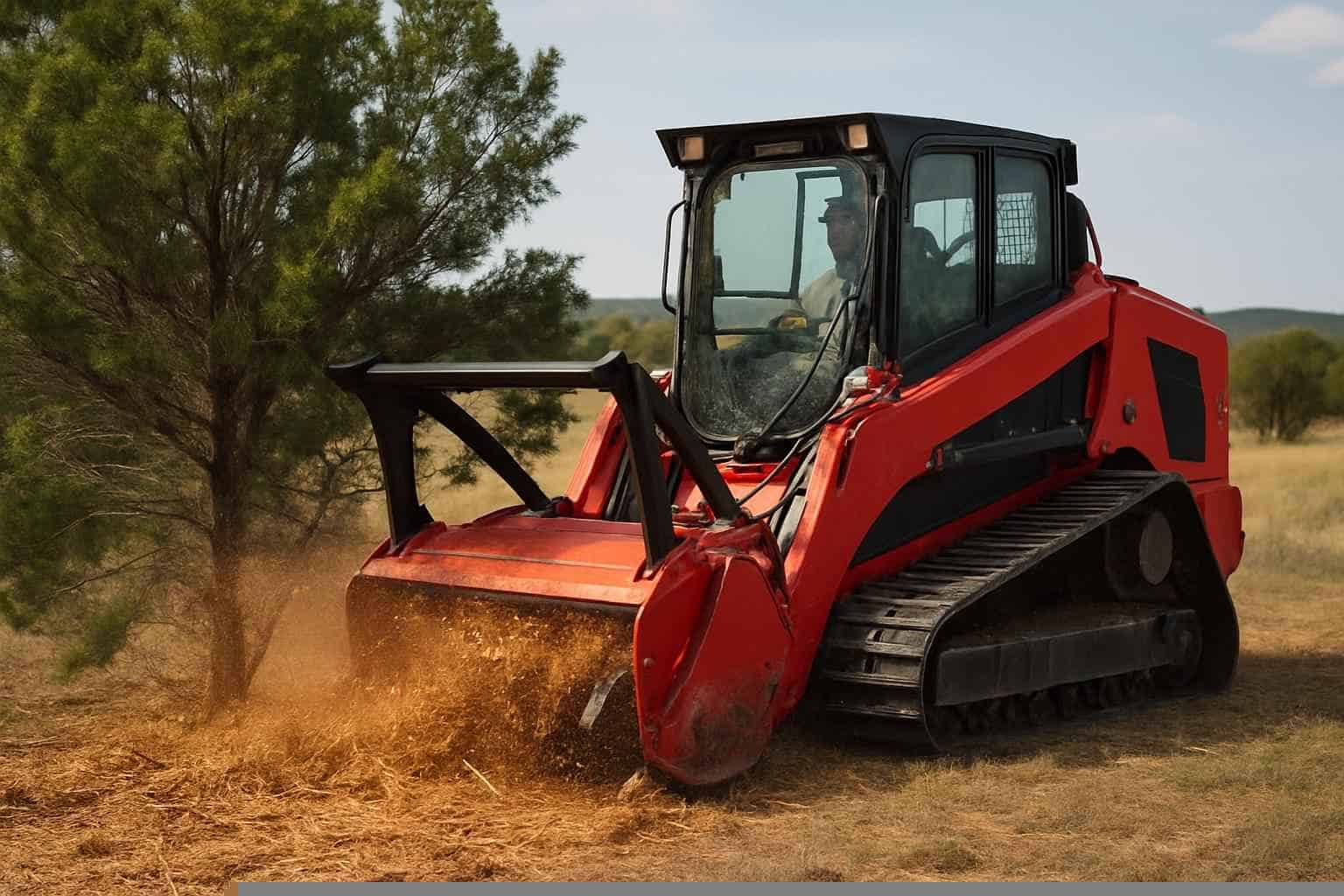 Cedar Eating Mulching in Mason Texas