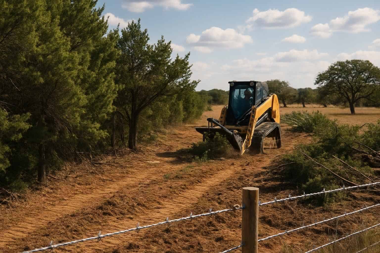Cedar Fence Line Clearing in Mason Texas