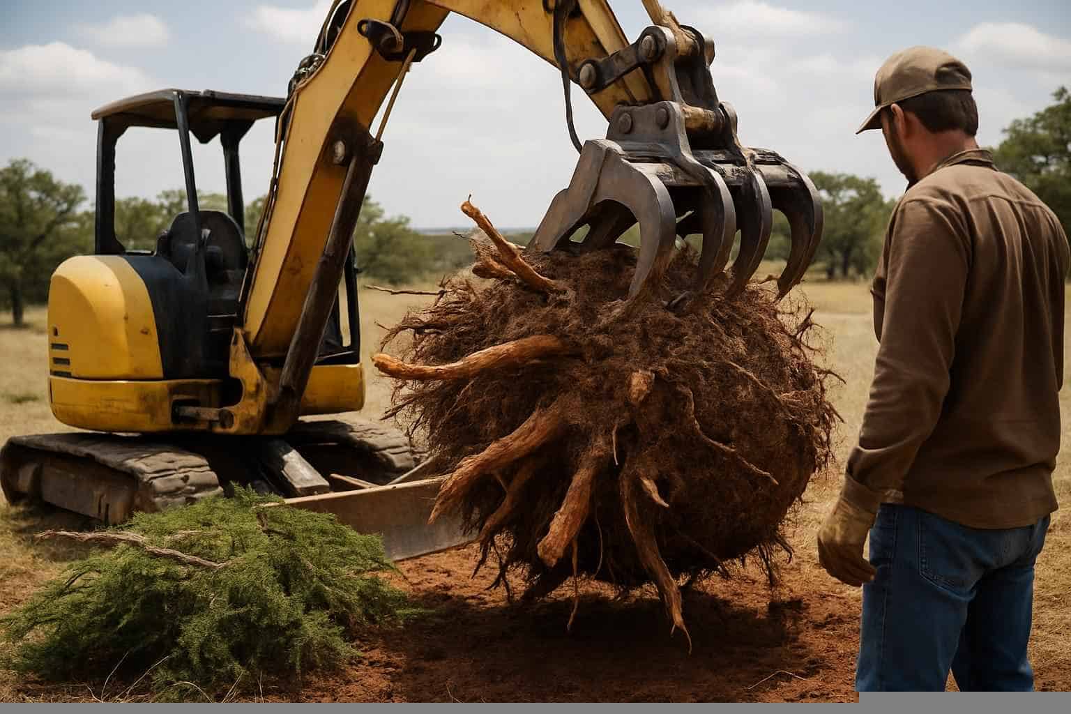 Cedar Root Ball Removal in Mason Texas
