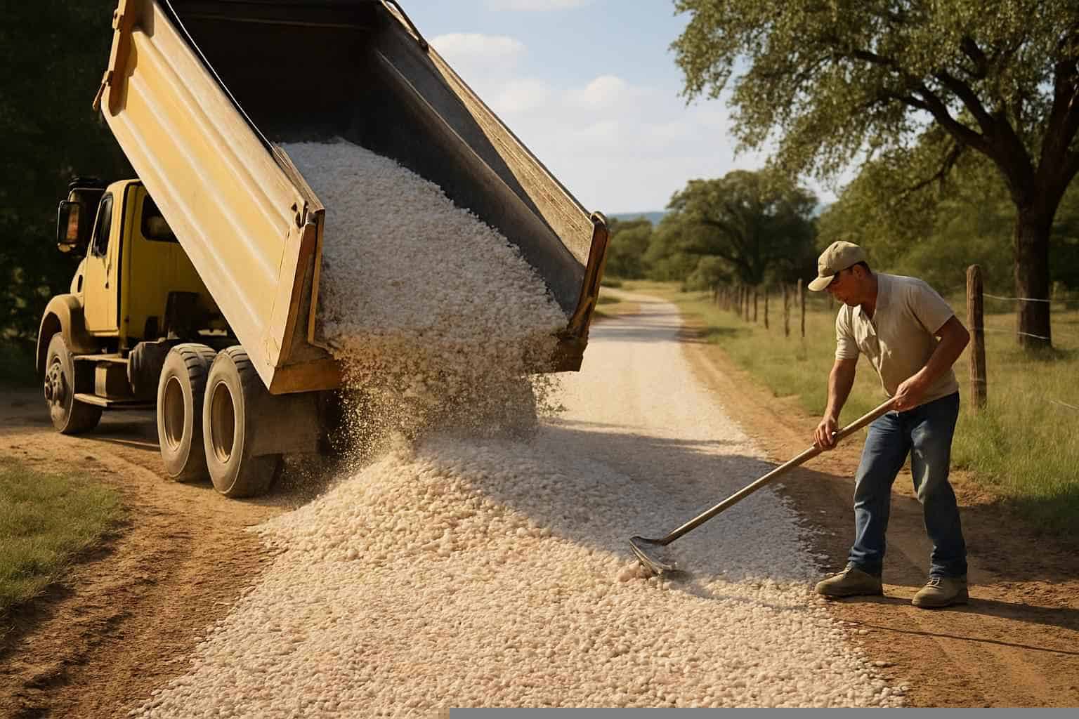 Crushed Rock Spreading in Mason Texas