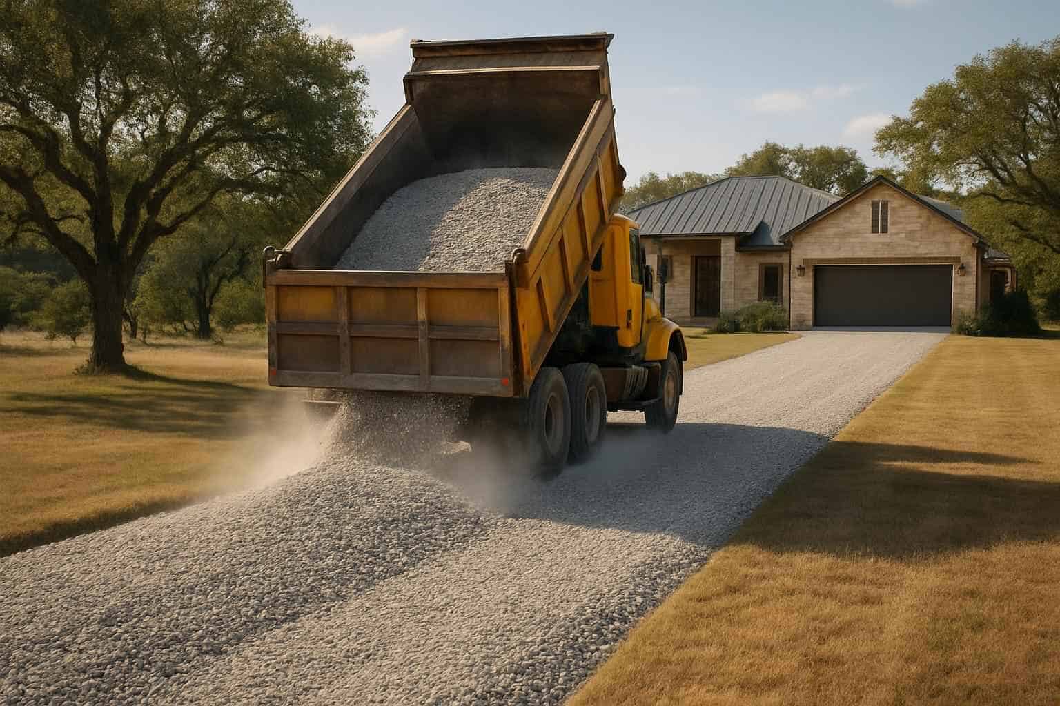 Crushed Rock Spreading in Pipe Creek Texas