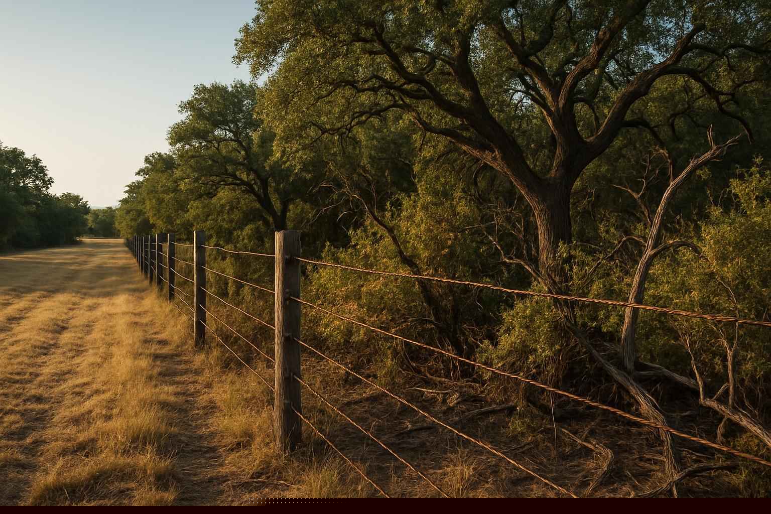 Fence Line Underbrush in Mason Texas