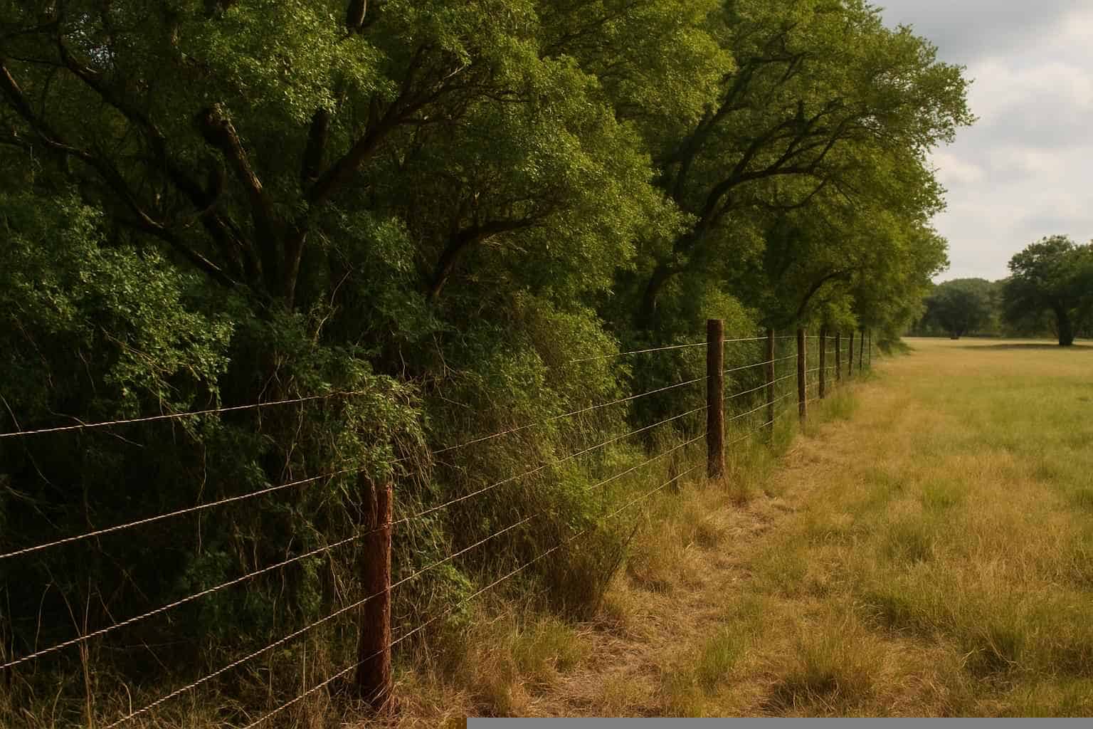 Fence Line Underbrush in Pipe Creek Texas