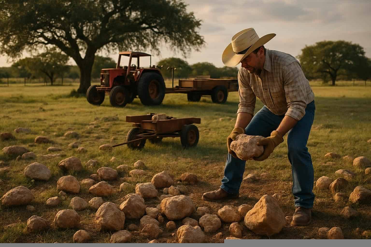 Pasture Rock Picking in Mason Texas
