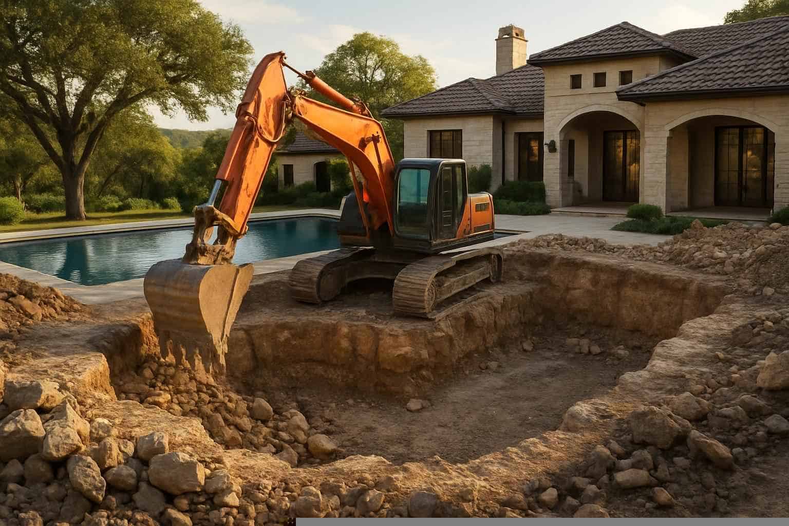 Rock Excavation for Pools in Pipe Creek Texas