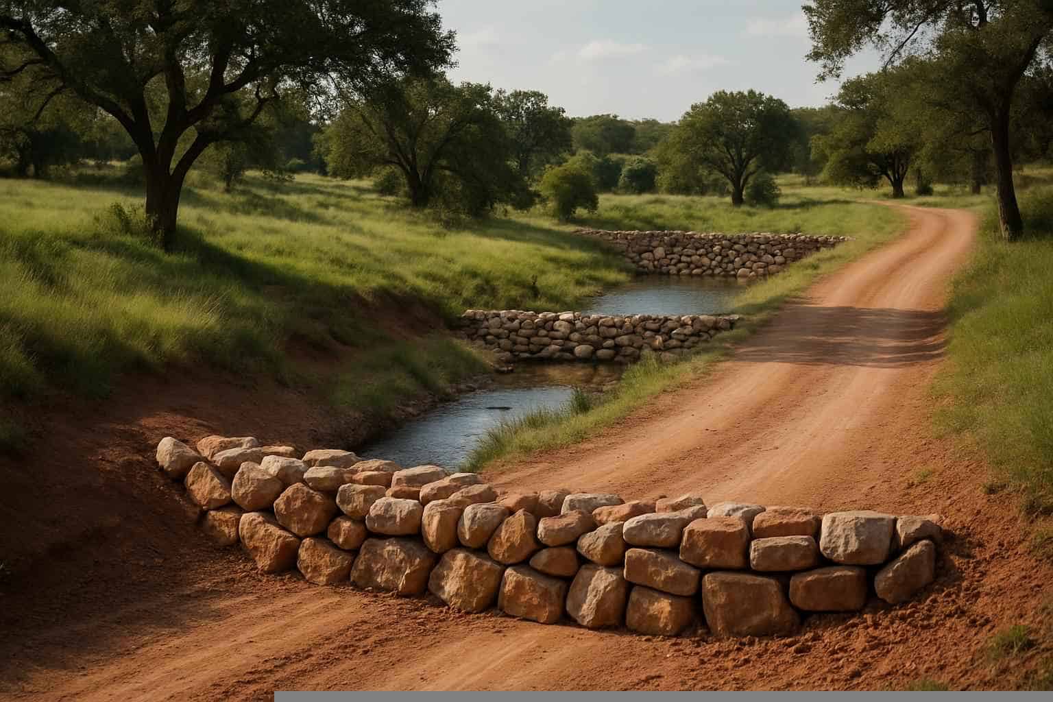 Erosion Control In Mason Texas 4 Water Bars and Check Dams in Mason Texas