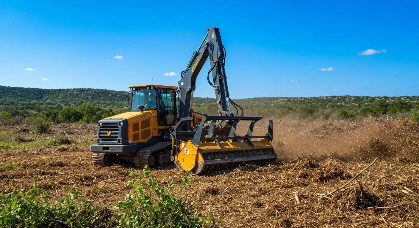 Forestry mulching machine clearing land in Texas, showcasing eco-friendly land management