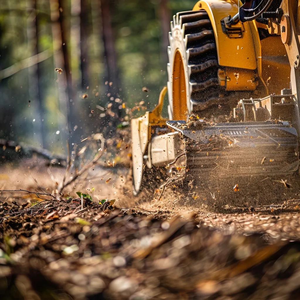 Forestry mulcher grinding brush into mulch for sustainable land clearing