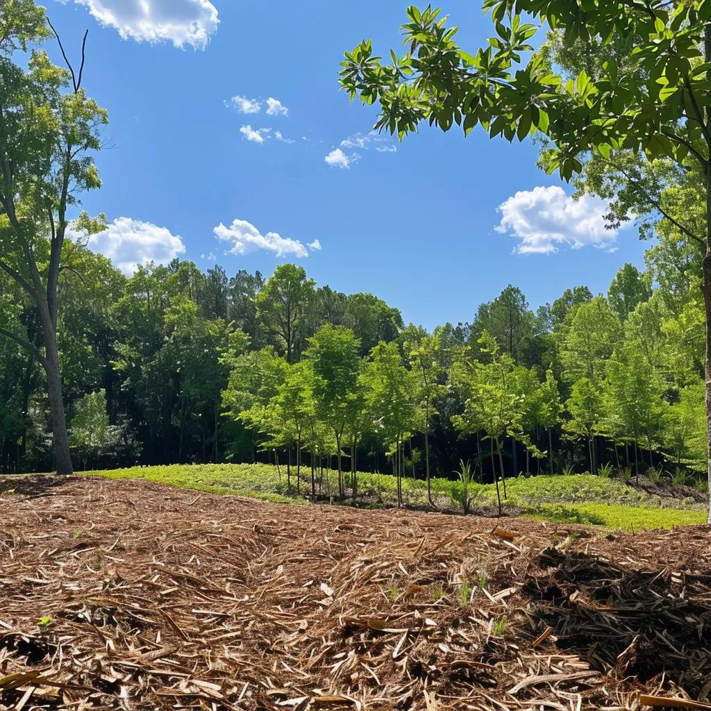 Healthy landscape with mulch layer demonstrating benefits of forestry mulching