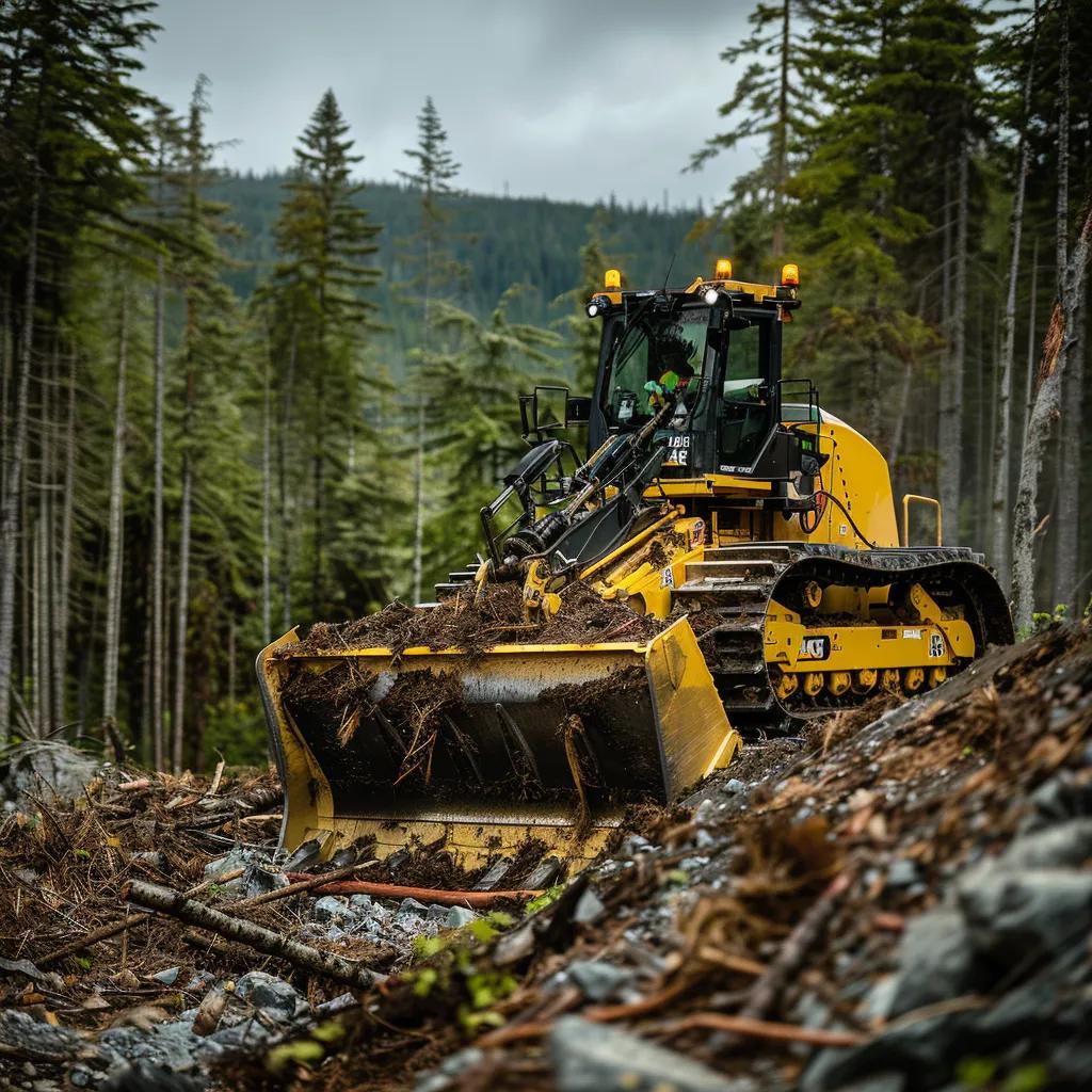 Operator using forestry mulcher for cedar mulching on varied terrain